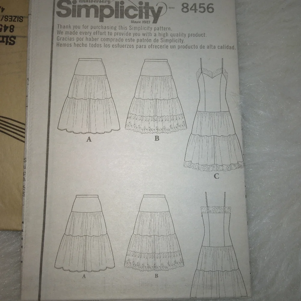 Simplicity 8456, 1950s style slip and Petticoat, Size 4-12
